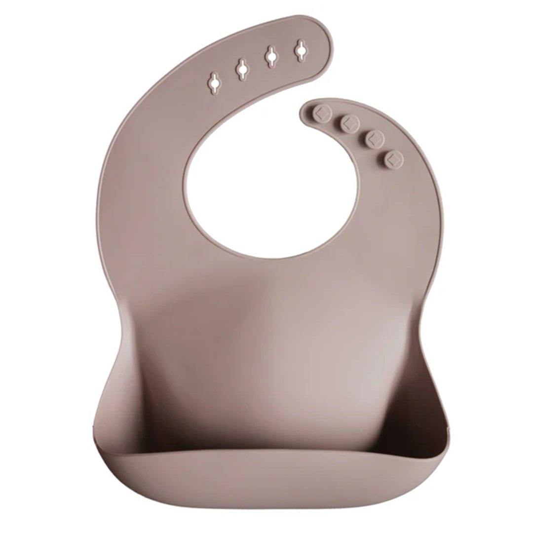 Babador De Silicone Infantil Mushie Warm Taupe