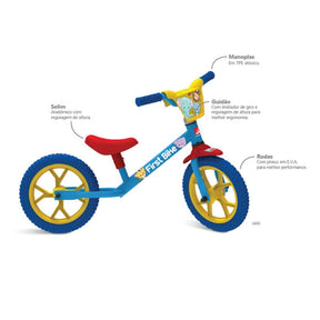 Bicicleta de Equilíbrio Infantil Bandeirante Balance Bike Azul